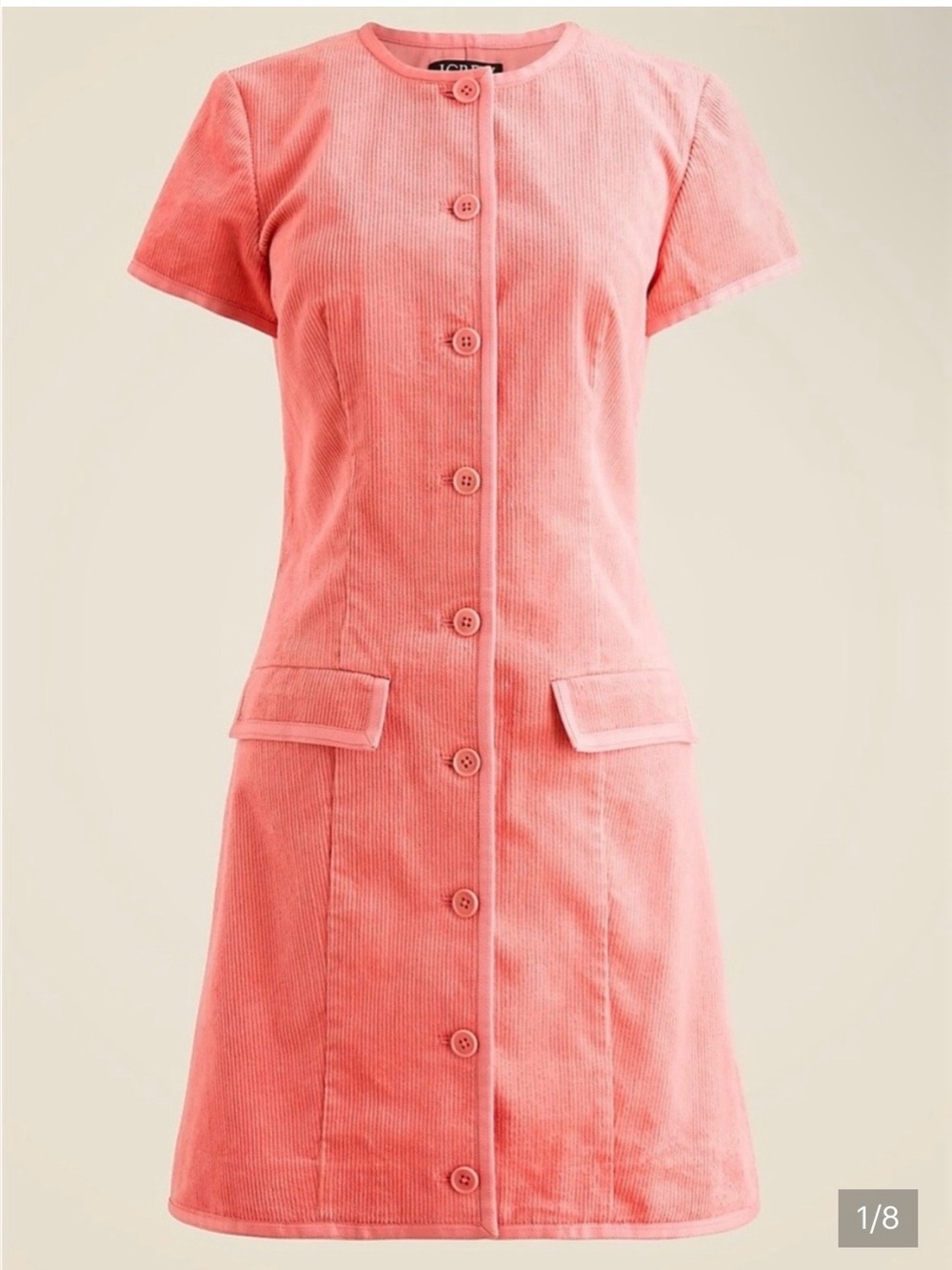 J Crew Parc Dress in Stretch Corduroy, Coral, size 10, NWT